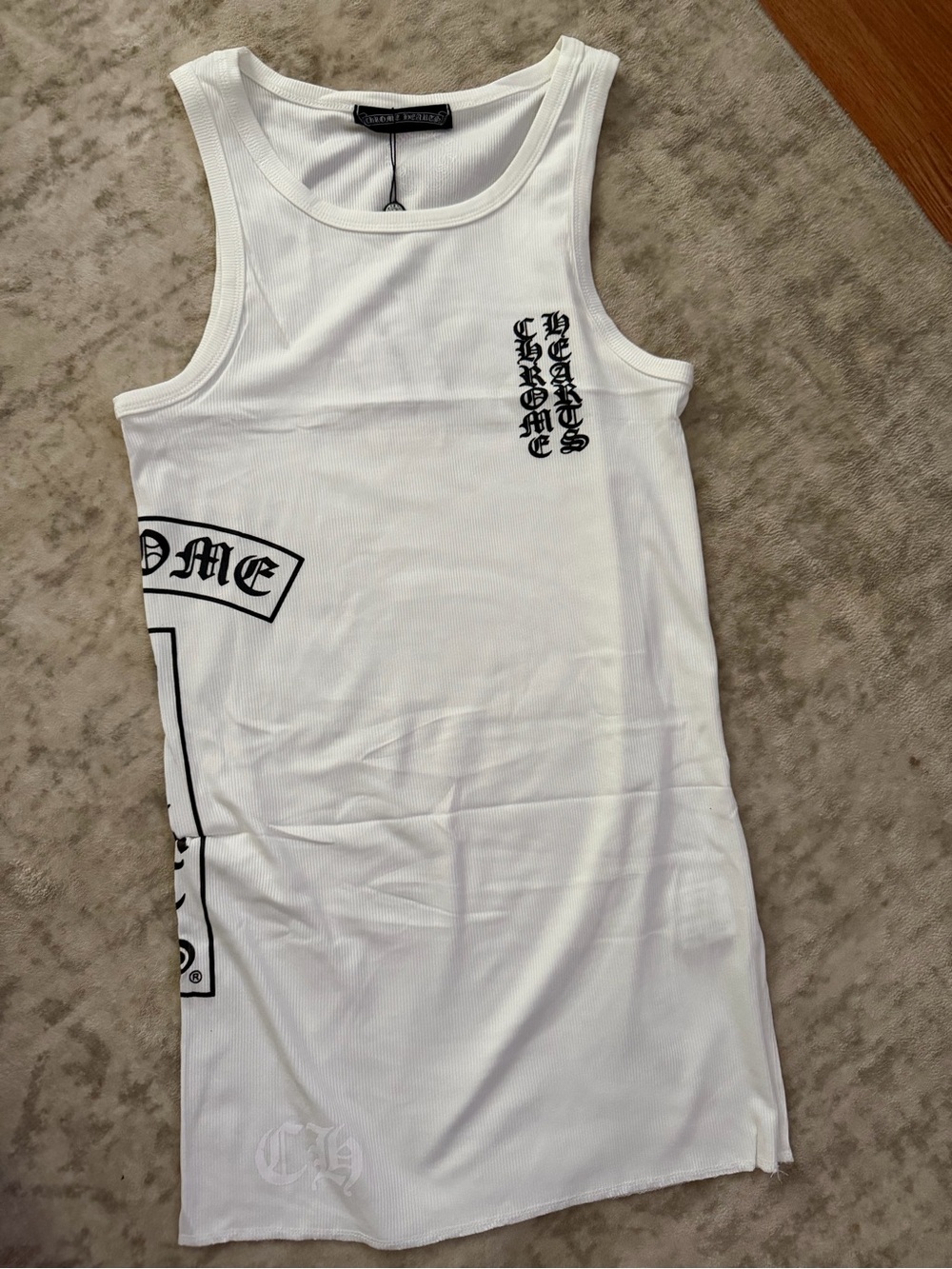 Chrome Hearts White Graphic One-Piece Tank Dress